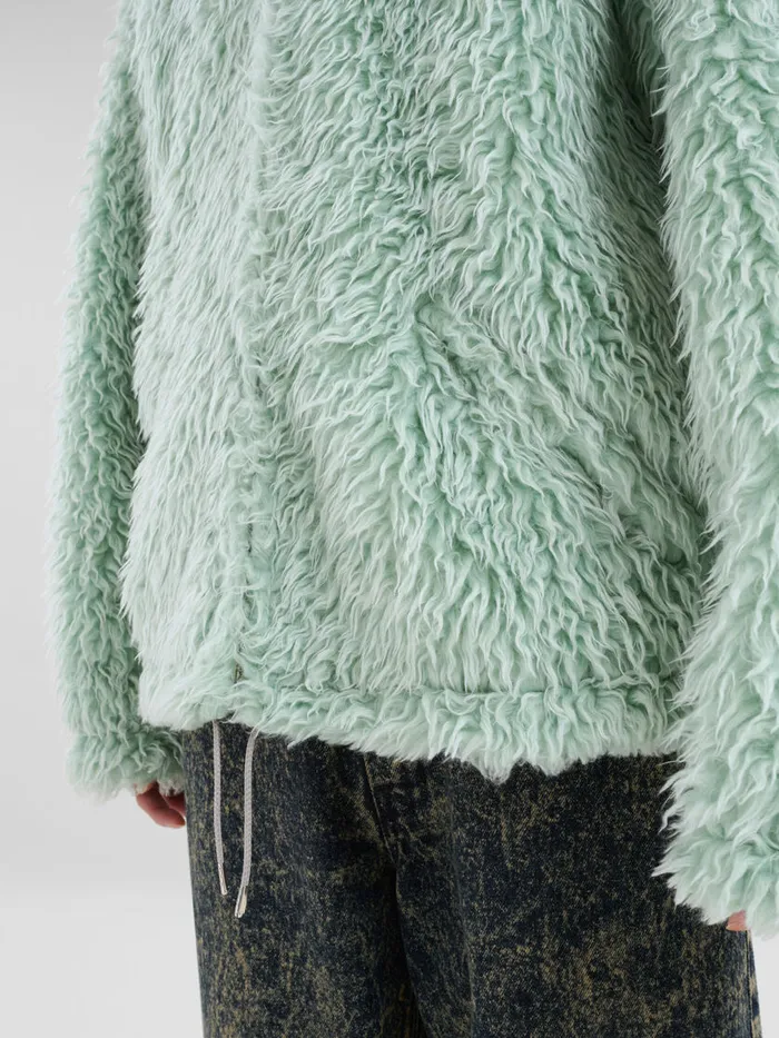 Green Shaggy Jacket With Detachable Hood Men Marni Coats and Jackets