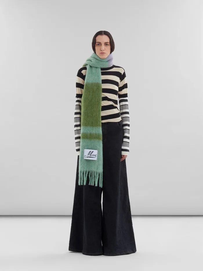 Green Striped Alpacamohair Scarf Women Marni Scarves