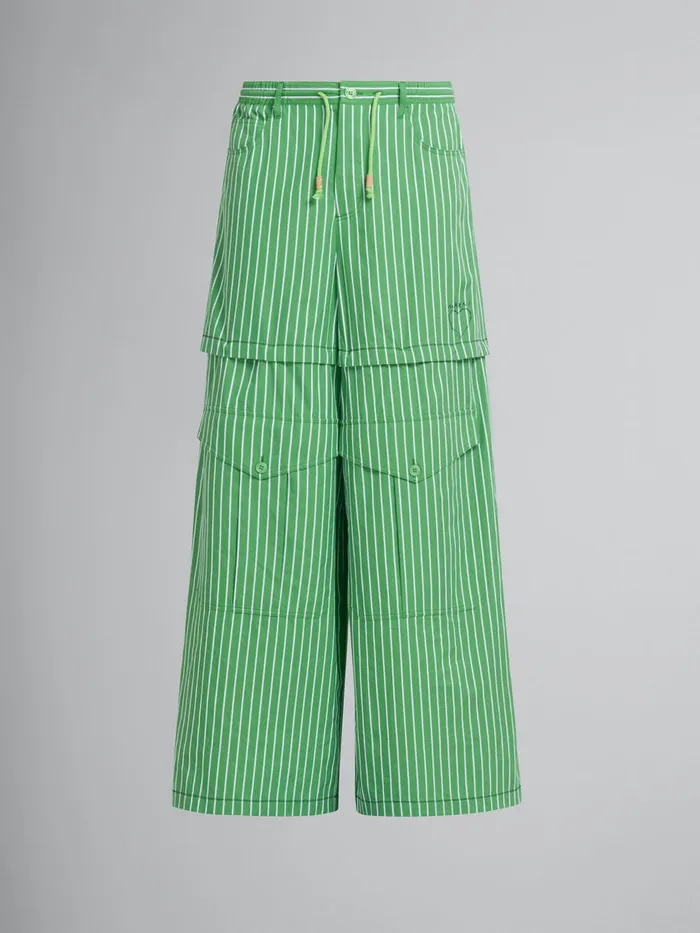 Green Striped Organic Poplin Hybrid Cargo Pants Men Marni Pants