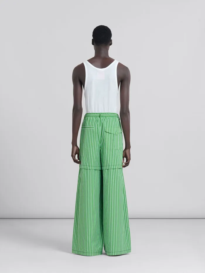 Green Striped Organic Poplin Hybrid Cargo Pants Men Marni Pants
