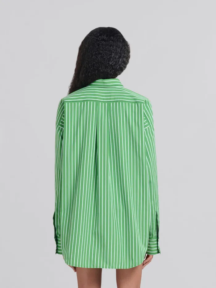 Green Striped Organic Poplin Shirt With Marni Mending Women Marni Tops and TShirts