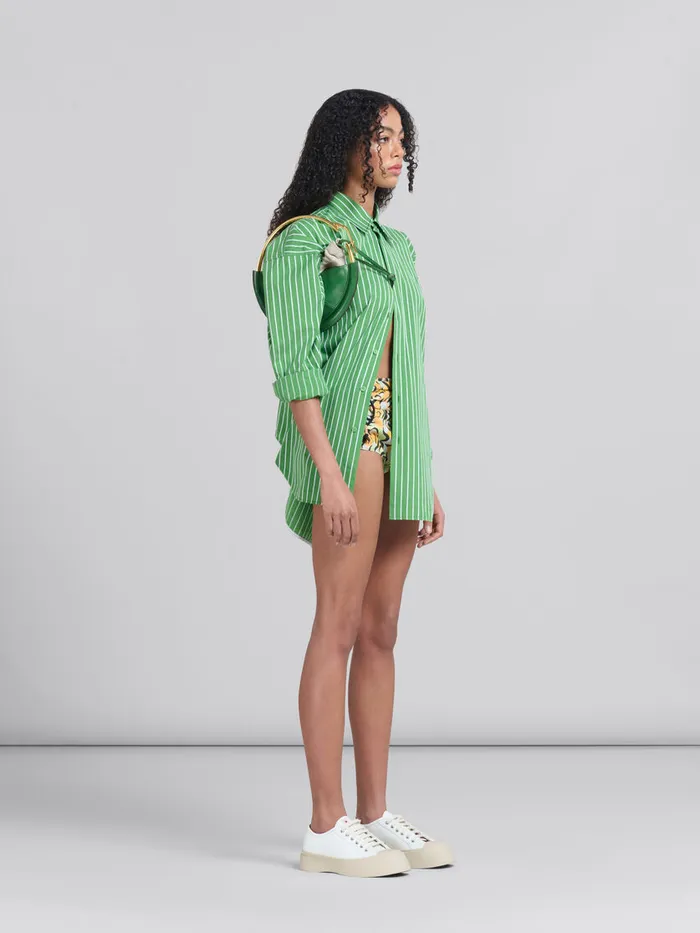 Green Striped Organic Poplin Shirt With Marni Mending Women Marni Tops and TShirts