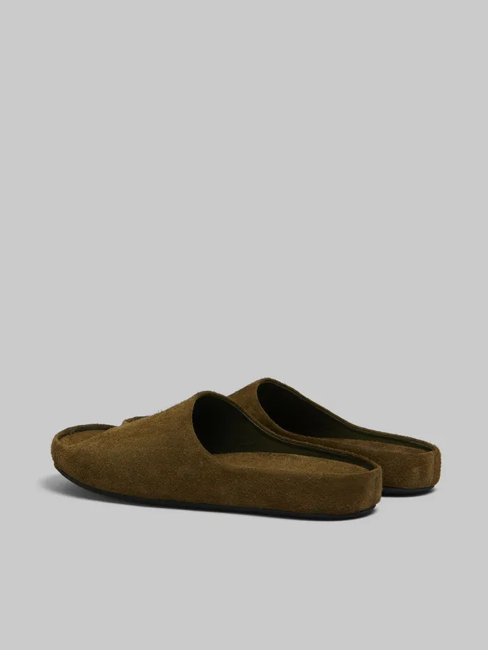 Green Suede Fusslide Sandal Men Marni Fussbett Sabot
