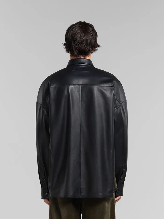 Green Suede Shirt With Leather Back Men Marni Tops and TShirts