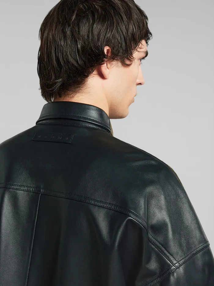 Green Suede Shirt With Leather Back Men Marni Tops and TShirts