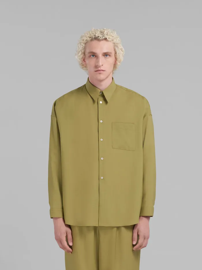 Green Tropical Wool Longsleeved Shirt Men Marni Matching Sets