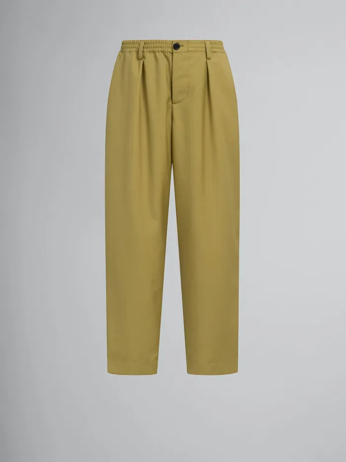 Green Tropical Wool Trousers With Drawstring Waist Men Marni Pants