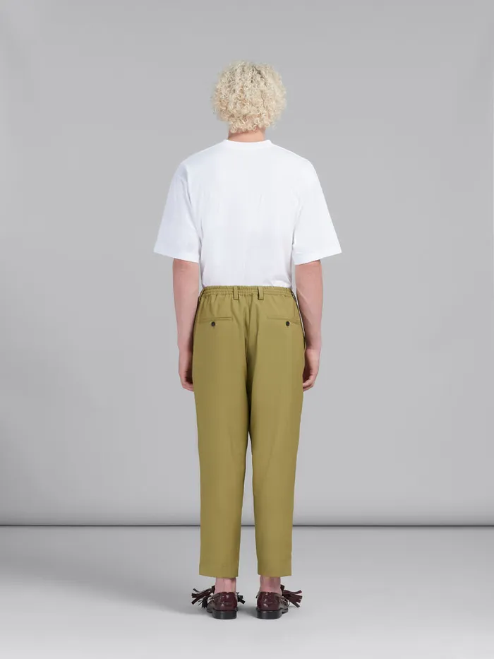 Green Tropical Wool Trousers With Drawstring Waist Men Marni Pants