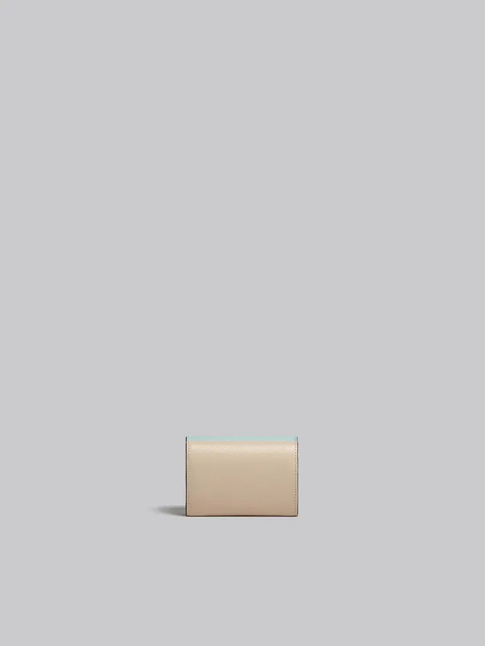 Green White And Brown Saffiano Leather Trifold Wallet Women Marni Wallets and Small Leather Goods