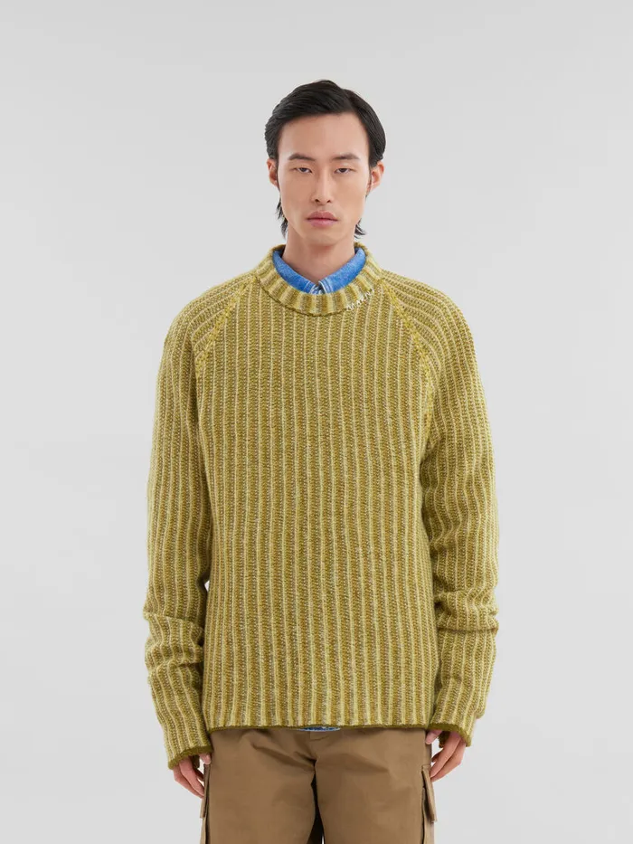 Green Woolcashmere Jumper With Dgrad Stripes Men Marni Knitwear