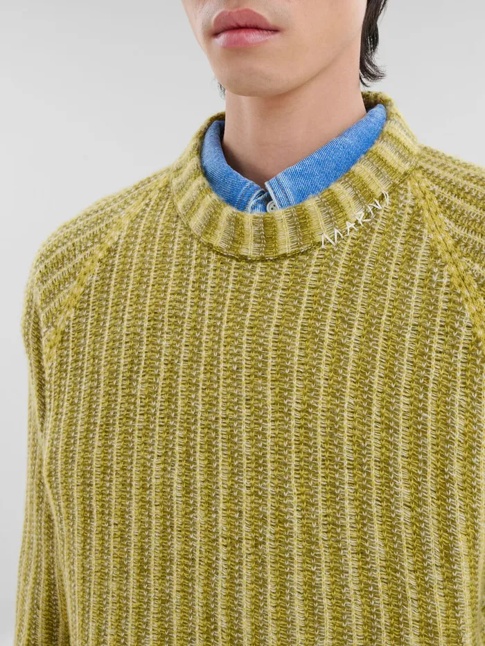 Green Woolcashmere Jumper With Dgrad Stripes Men Marni Knitwear