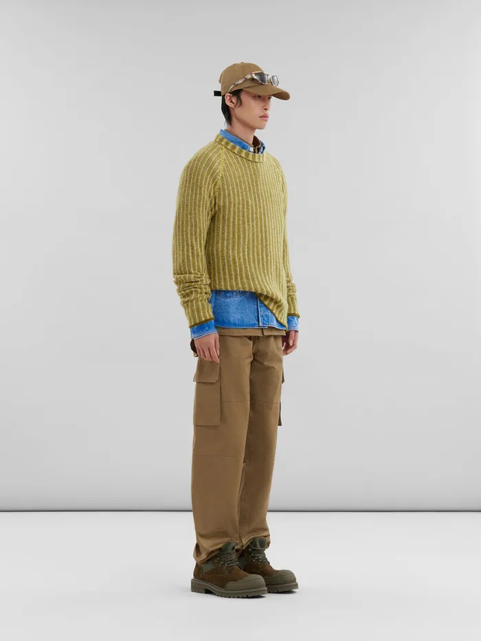 Green Woolcashmere Jumper With Dgrad Stripes Men Marni Knitwear
