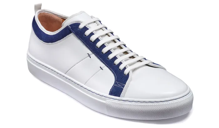 Greg 8211 White Calf Navy Suede Mens Barker Shoes Sneakers
