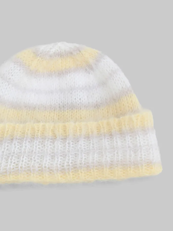 Grey Brushed Mohair Beanie With Stripes Men Marni Hats