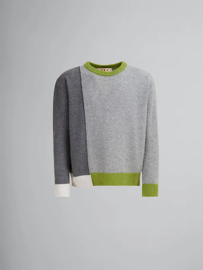 Grey Cashmere Colourblock Jumper Men Marni Knitwear