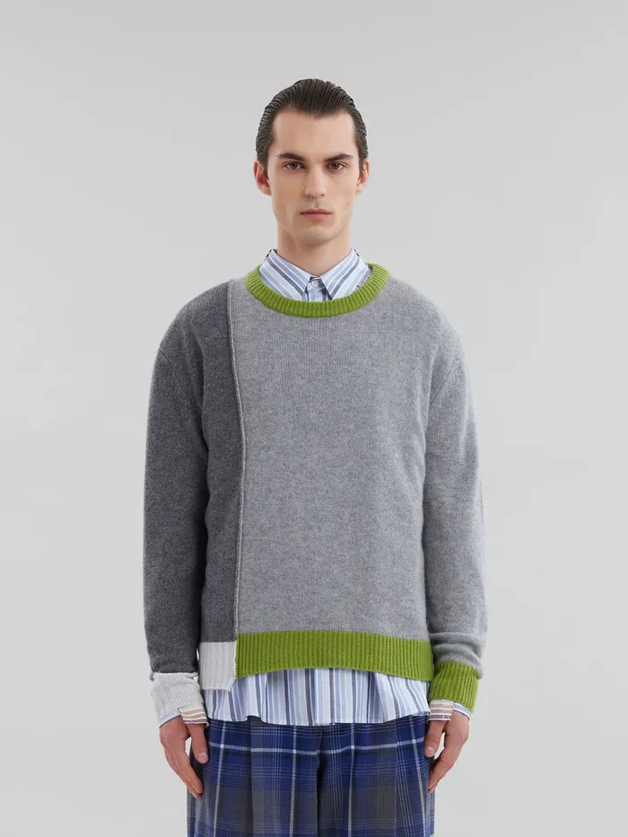 Grey Cashmere Colourblock Jumper Men Marni Knitwear