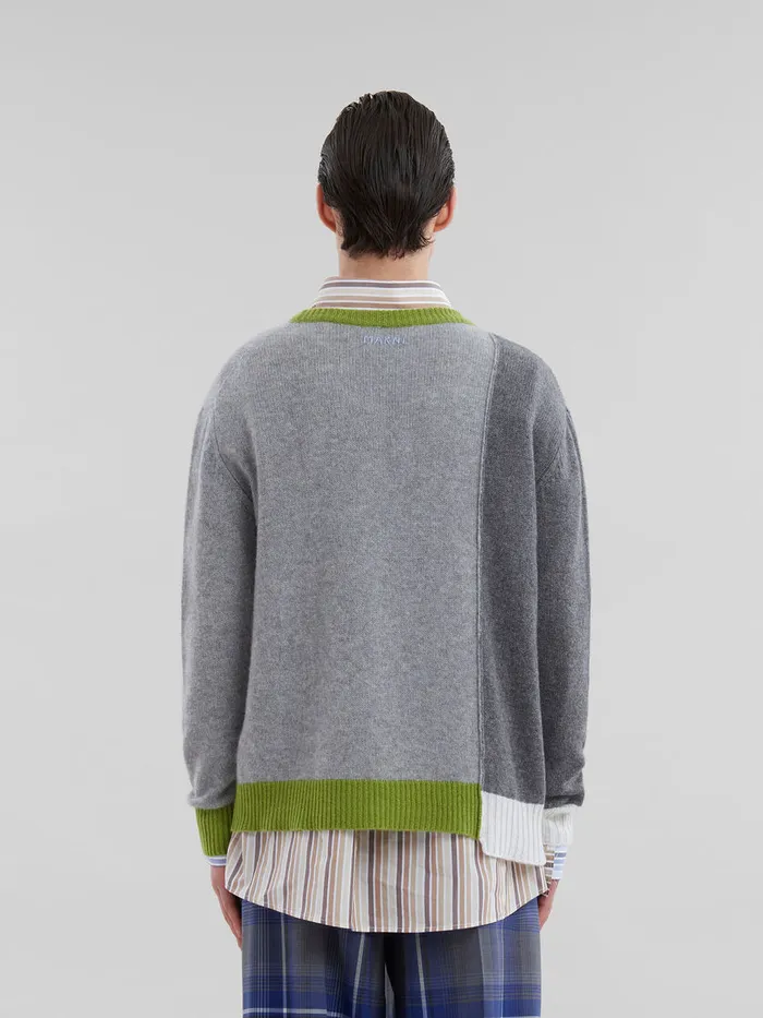 Grey Cashmere Colourblock Jumper Men Marni Knitwear