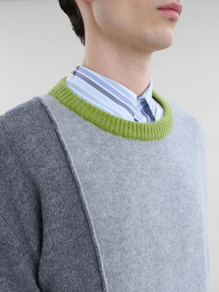 Grey Cashmere Colourblock Jumper Men Marni Knitwear
