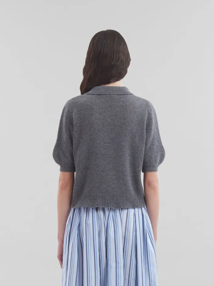 Grey Cashmere Polo Jumper With Marni Patch Women Marni Tops and TShirts