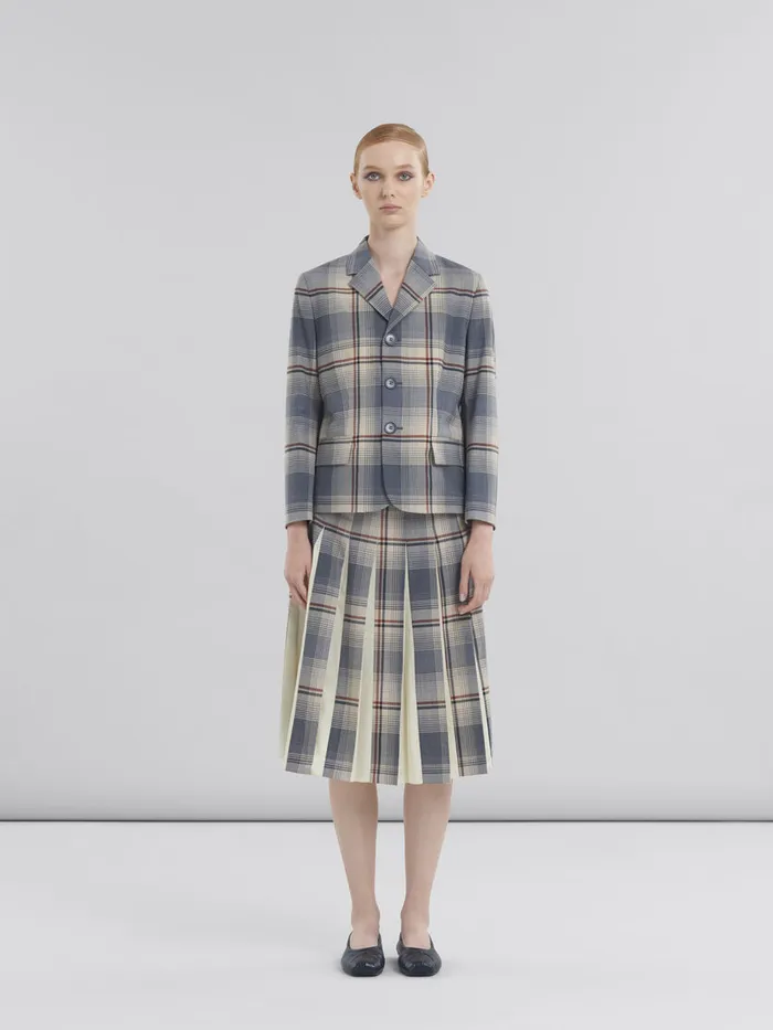 Grey Checked Wool Jacket With Marni Mending Women Marni Matching Sets