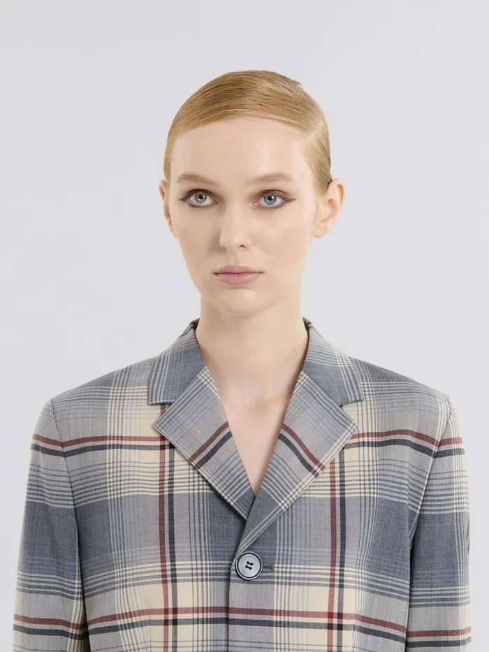 Grey Checked Wool Jacket With Marni Mending Women Marni Matching Sets