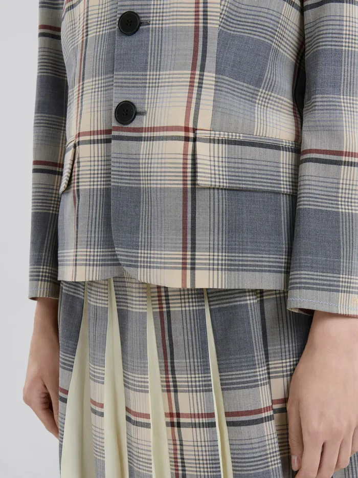 Grey Checked Wool Jacket With Marni Mending Women Marni Matching Sets