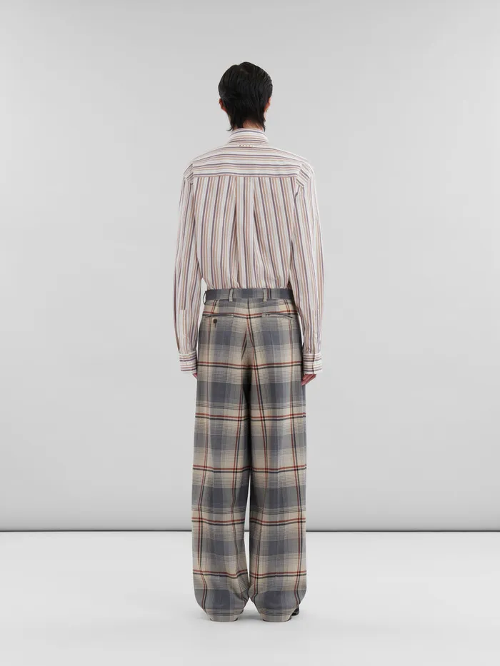 Grey Checked Wool Pleated Trousers Men Marni Pants