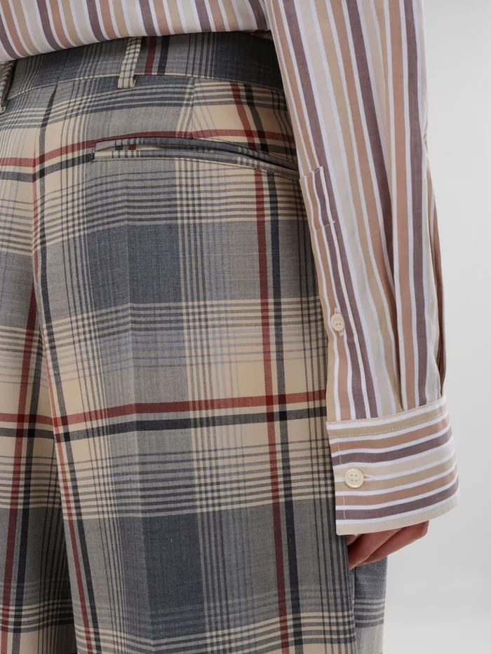 Grey Checked Wool Pleated Trousers Men Marni Pants