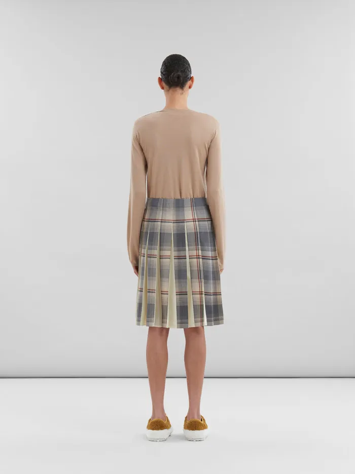 Grey Checked Wool Skirt With Pleats Women Marni Skirts