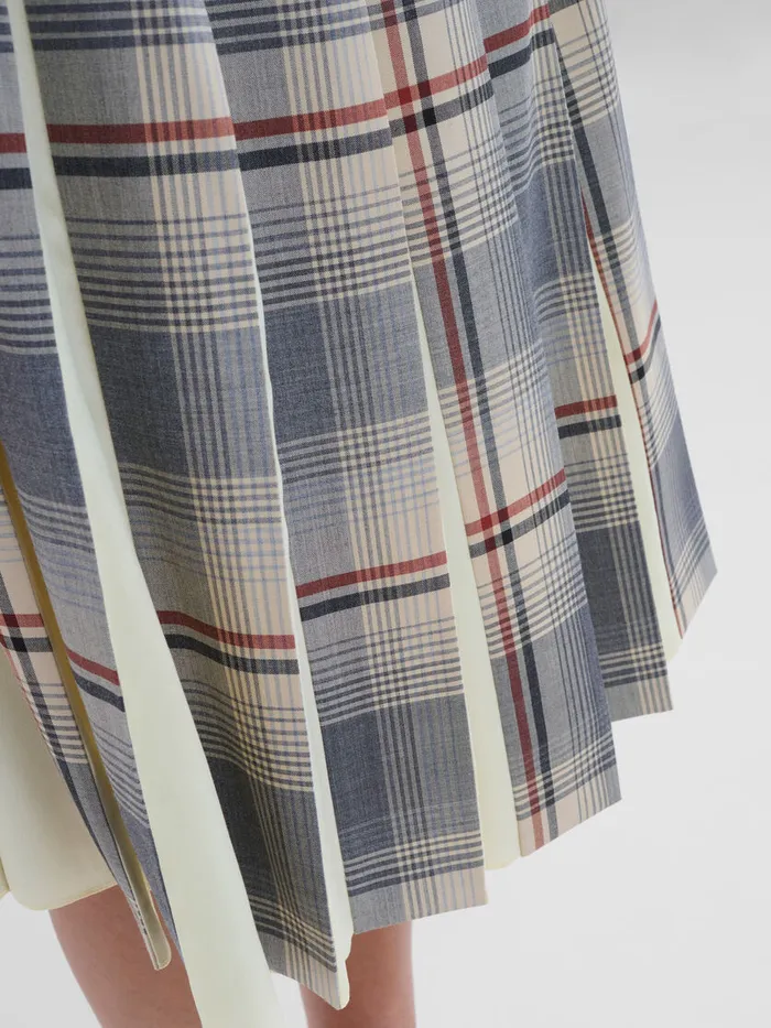 Grey Checked Wool Skirt With Pleats Women Marni Skirts
