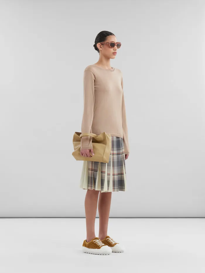 Grey Checked Wool Skirt With Pleats Women Marni Skirts