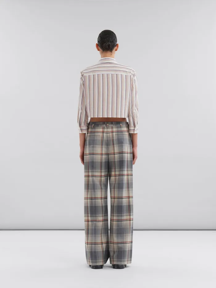 Grey Checked Wool Trousers With Belt Women Marni Pants