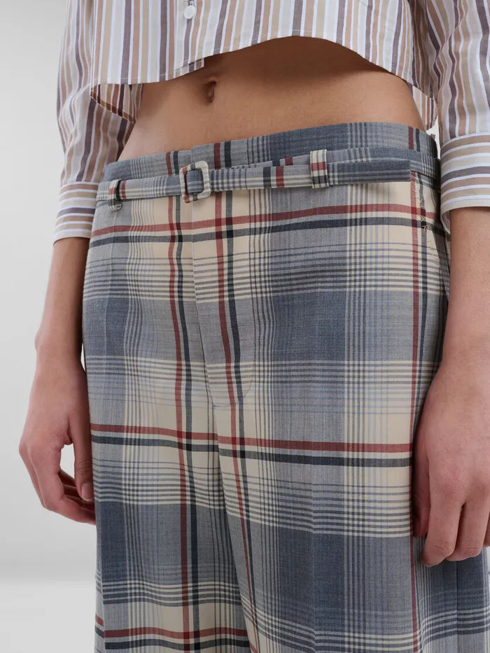 Grey Checked Wool Trousers With Belt Women Marni Pants