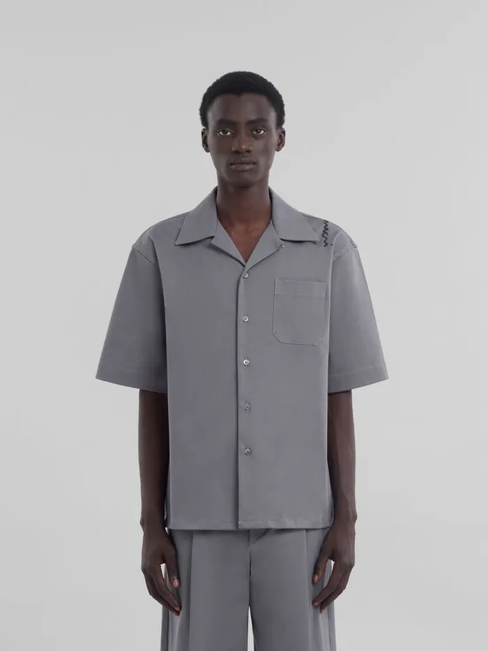 Grey Cotton Bowling Shirt Men Marni Tops and TShirts