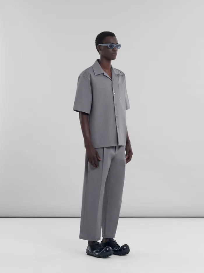 Grey Cotton Bowling Shirt Men Marni Tops and TShirts