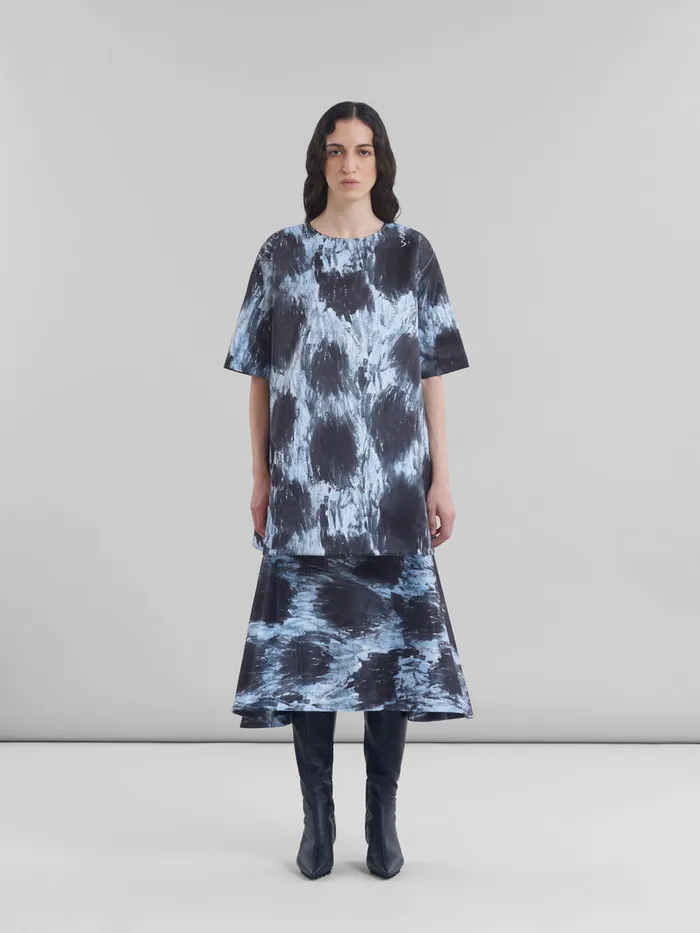 Grey Duchesse Dress With Crayon Leopard Print Women Marni Dresses