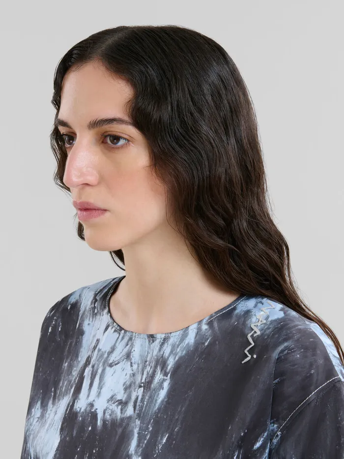 Grey Duchesse Dress With Crayon Leopard Print Women Marni Dresses