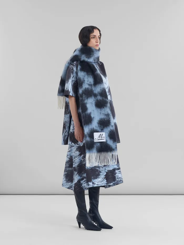Grey Duchesse Dress With Crayon Leopard Print Women Marni Dresses