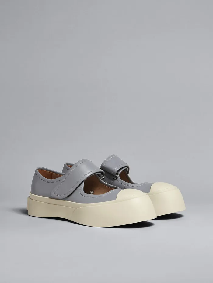 Grey Leather Mary Jane Sneaker Women Marni Pablo