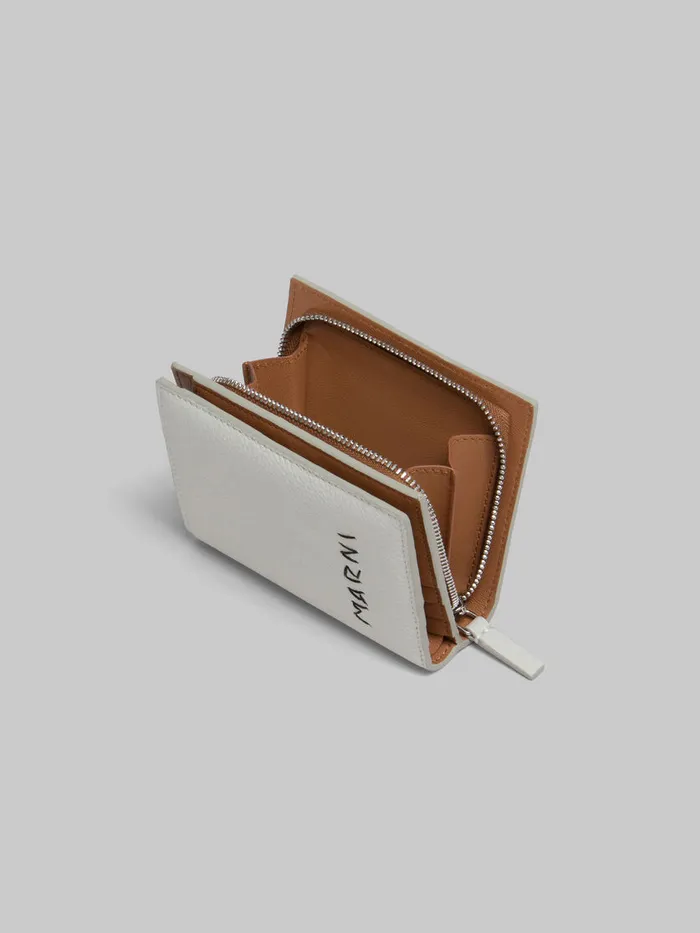 Grey Leather Ziparound Bifold Wallet With Marni Mending Women Marni Wallets and Small Leather Goods