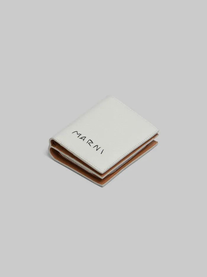 Grey Leather Ziparound Bifold Wallet With Marni Mending Women Marni Wallets and Small Leather Goods