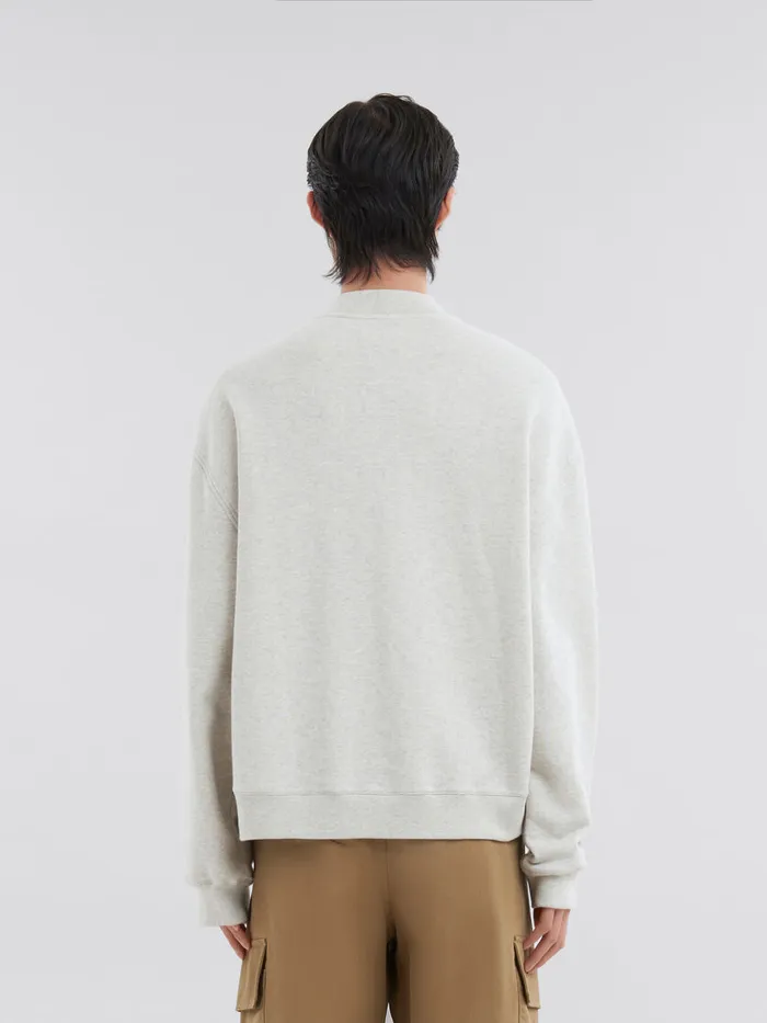 Grey Melange Cotton Bomber With Marni Patch Men Marni Sweatshirts