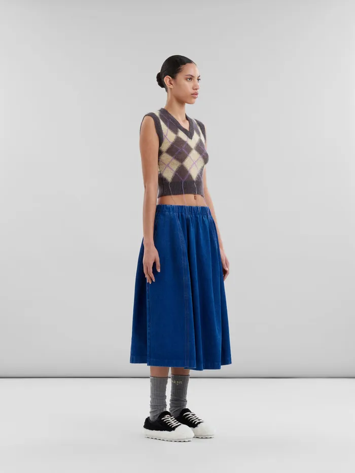 Grey Mohair Argyle Vest With Floating Threads Women Marni Knitwear