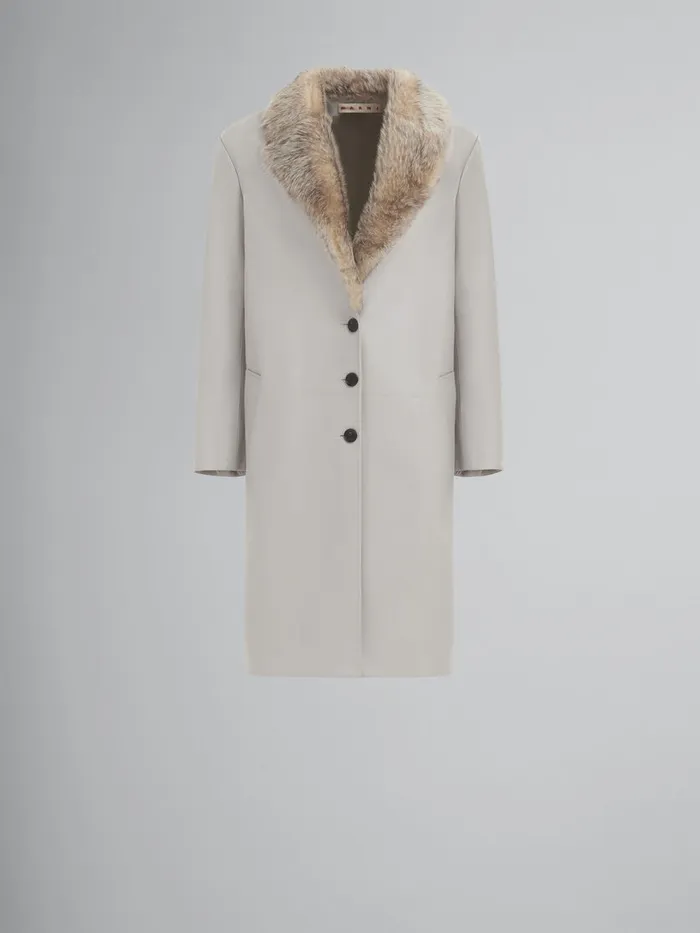 Grey Nappa Coat With Shearling Collar Women Marni Coats and Jackets