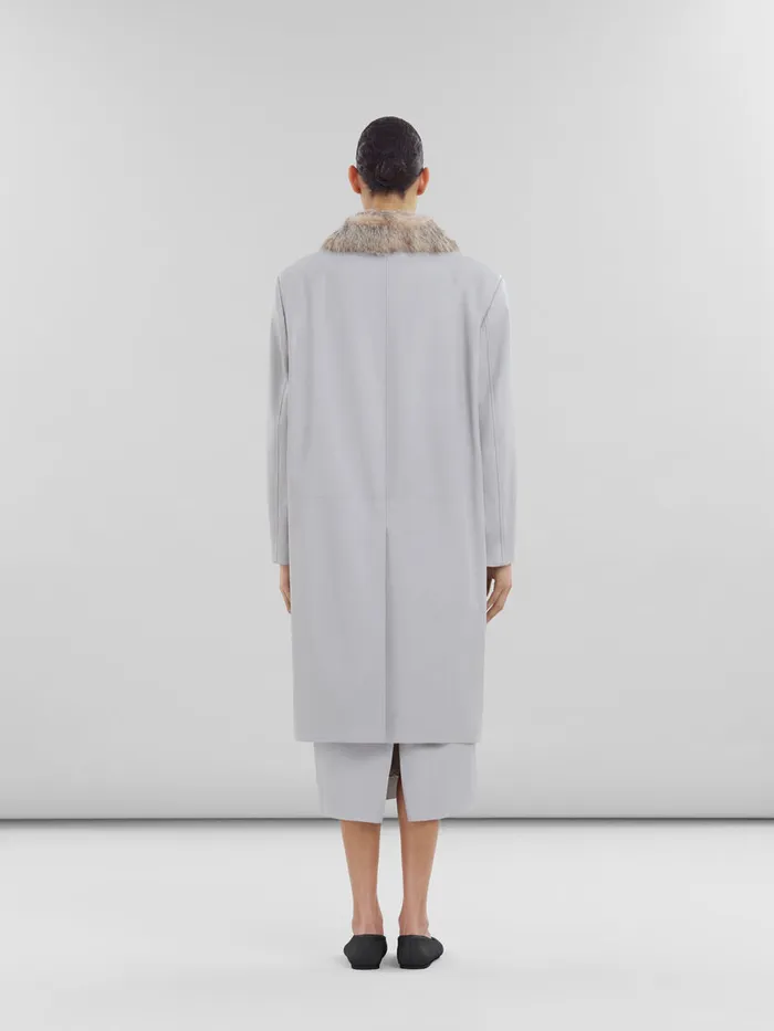 Grey Nappa Coat With Shearling Collar Women Marni Coats and Jackets