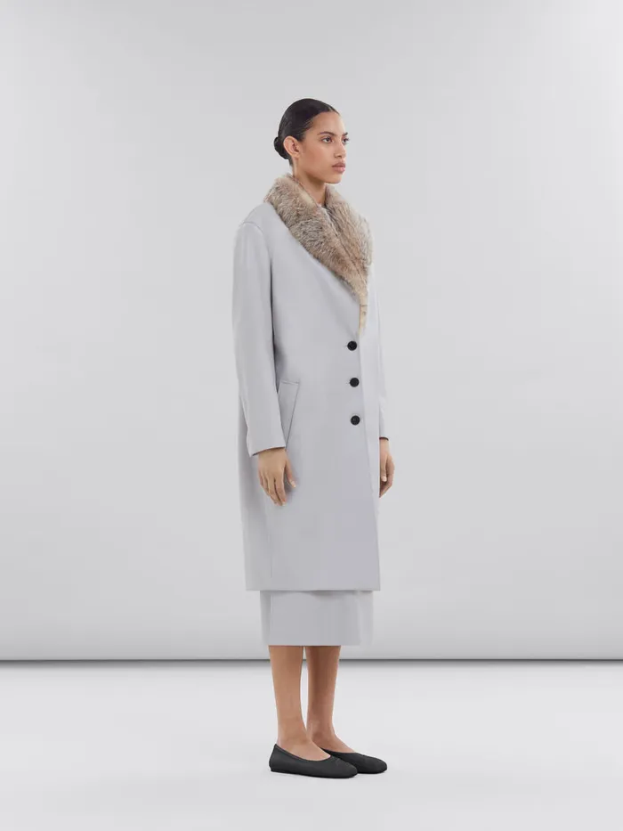 Grey Nappa Coat With Shearling Collar Women Marni Coats and Jackets
