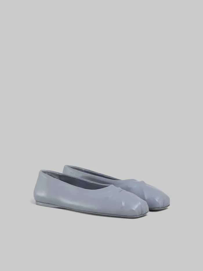 Grey Nappa Leather Seamless Little Bow Ballet Flat Women Marni Flats