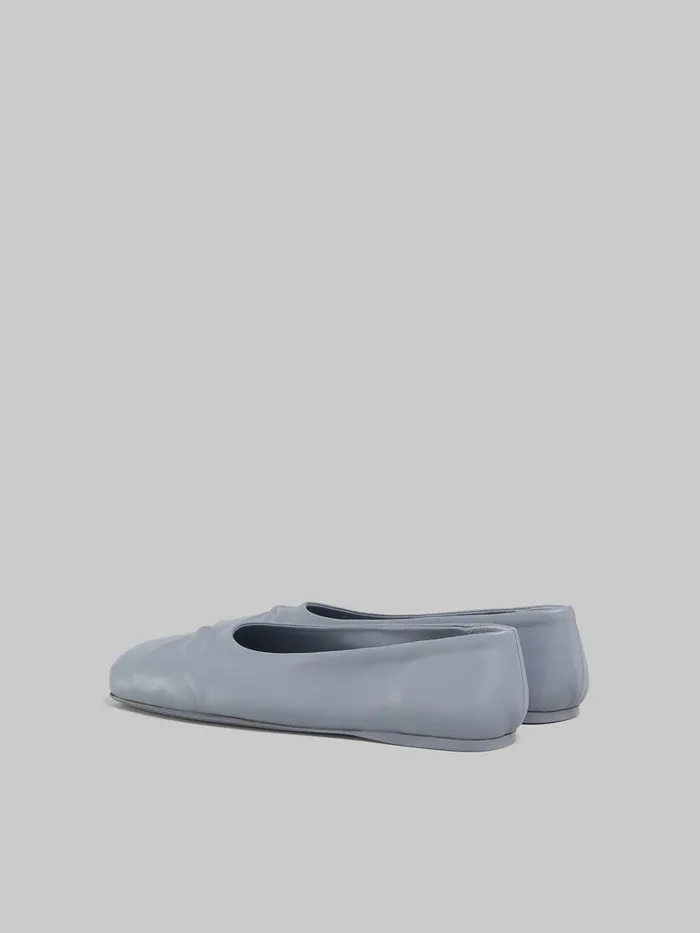 Grey Nappa Leather Seamless Little Bow Ballet Flat Women Marni Flats