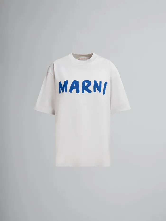 Grey Organic Cotton Boxy Tshirt With Logo Women Marni Tops and TShirts