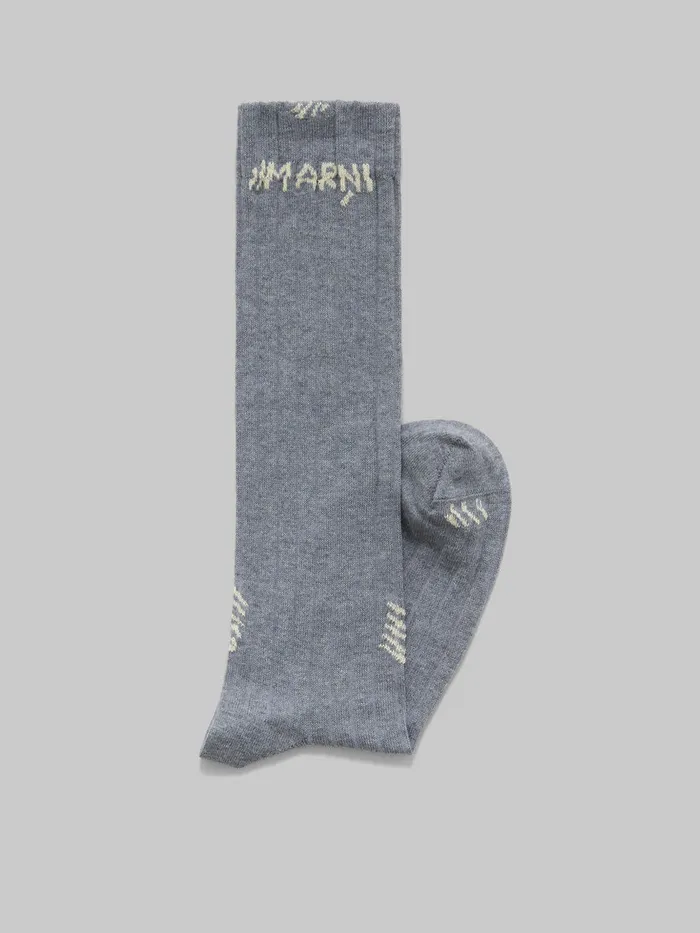 Grey Ribbed Cotton Socks With Marni Mending Women Marni Socks